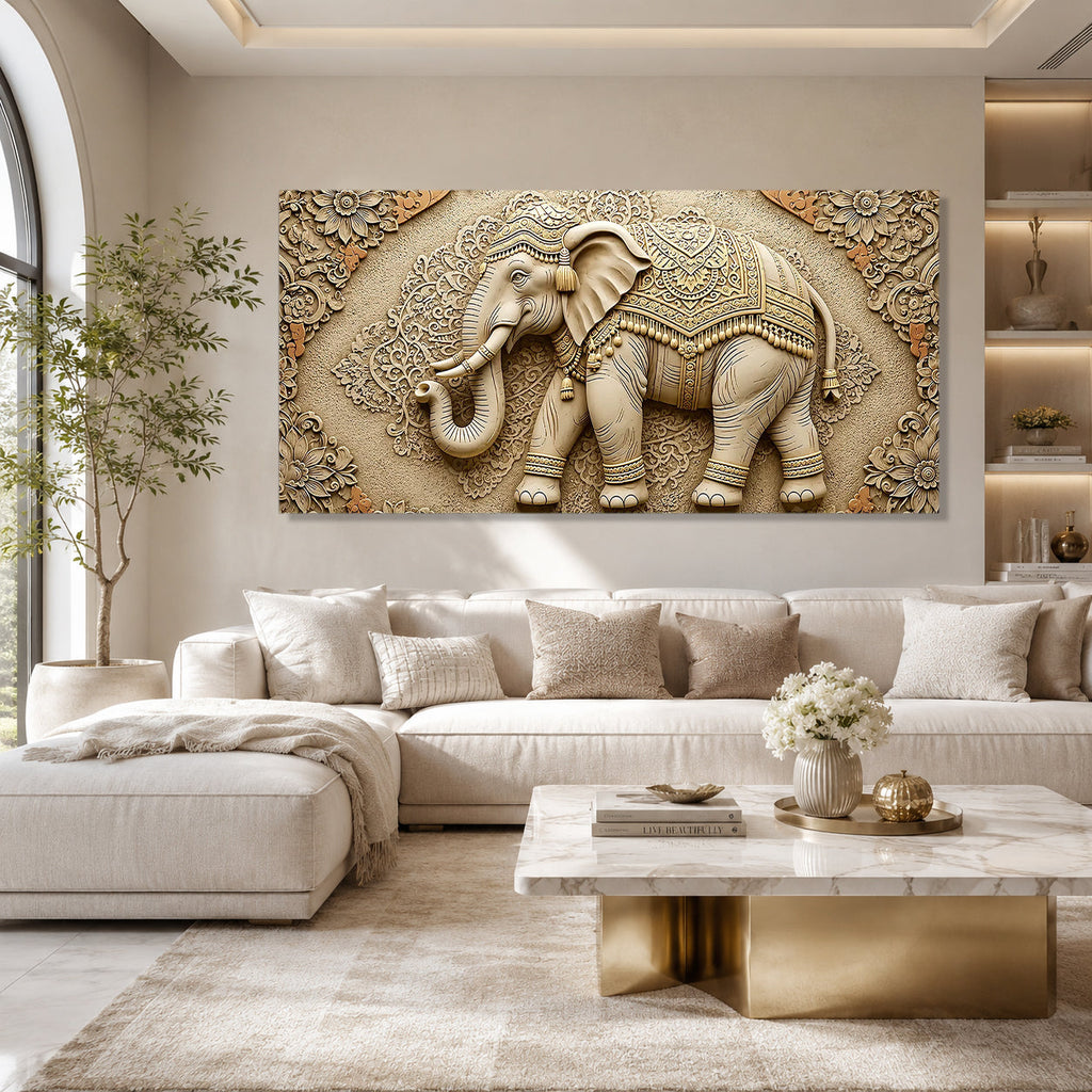 Designer Ganesha Elephant 3D Wall Art for Living Room and Home Decor