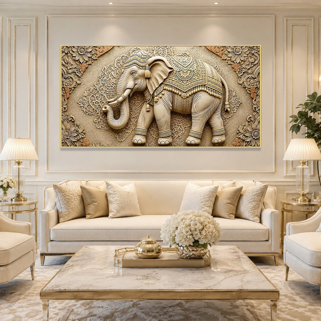 Designer Ganesha Elephant 3D Wall Art for Living Room and Home Decor