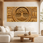 Luxury 3D Tree of Life Wall Art with Ancient Indian Motifs for Living Room Decor
