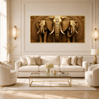 Premium Golden Elephant 3D Painting for Modern Luxury Interior Decor