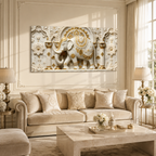Premium Golden White Ganesha 3D Wall Art for Elegant Home Decoration