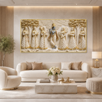 Krishna with Gopis Wall Art Painting, Beautiful Indian Traditional Artwork for Spiritual Home