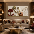 Traditional Indian Gopi with Kalash 3D Wall Decor - Ethnic Sculpted Canvas Art for Modern Home
