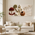 Traditional Indian Gopi with Kalash 3D Wall Decor - Ethnic Sculpted Canvas Art for Modern Home