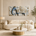 Luxury Golden Accent Elephant 3D Embossed Canvas Decor Frame