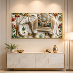 Ornamental Elephant 3D Wall Painting for Premium Living Room Interiors