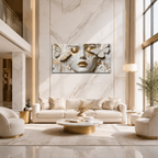 Premium White & Gold Woman Face 3D Canvas Print Living Room