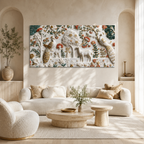Premium Peacock and Deer 3D Canvas Wall Art for Modern Living Room Decor