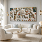 Premium Peacock and Deer 3D Canvas Wall Art for Modern Living Room Decor