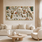 Premium Peacock and Deer 3D Canvas Wall Art for Modern Living Room Decor