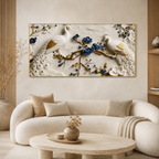 Beautiful White Peacock 3D Wall Art with Floral Design for Elegant Home Decor