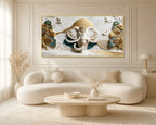 Designer Ganesha 3D Wall Art with Golden Leaves for Modern Home Decor