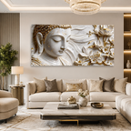 Gautam Buddha 3D Canvas Print - Tranquil Spiritual Art for Meditation Room