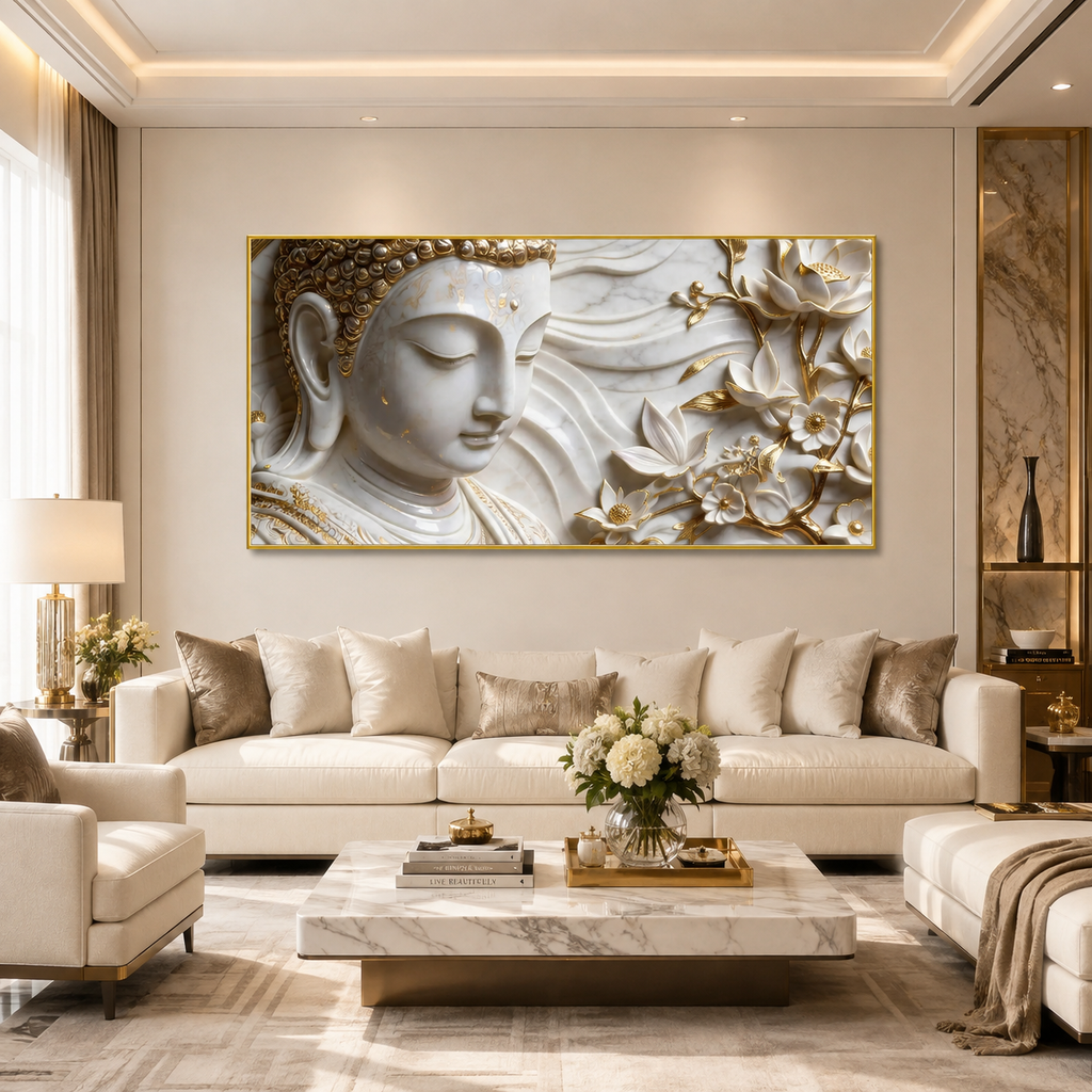 Gautam Buddha 3D Canvas Print - Tranquil Spiritual Art for Meditation Room