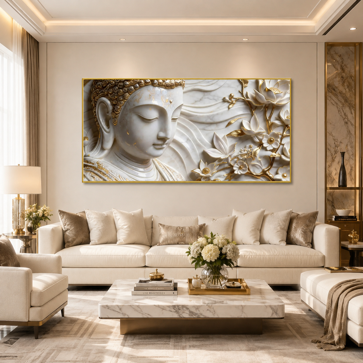 Gautam Buddha 3D Canvas Print - Tranquil Spiritual Art for Meditation Room
