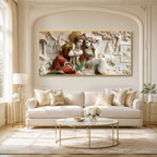 Modern 3D Radha Krishna Wall Painting Art Print Frame for Living Room