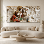 Modern 3D Radha Krishna Wall Painting Art Print Frame for Living Room