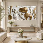 Designer 3D Music Wall Painting – Traditional Musical Instruments with Elegant Gold Details