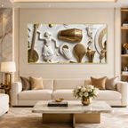 Designer 3D Music Wall Painting – Traditional Musical Instruments with Elegant Gold Details