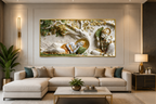 Divine Hindu 3D Wall Art – Traditional Indian Deity Painting with Gold Embossed Details