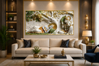 Divine Hindu 3D Wall Art – Traditional Indian Deity Painting with Gold Embossed Details