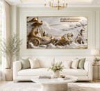 Bhagavad Gita 3D Wall Painting – Lord Krishna & Arjuna Divine Chariot Artwork for Home