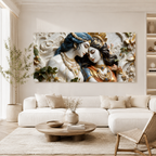 Textured 3D Divine Radha Krishna Artwork - Elegant Cultural Relief Canvas for Living Room
