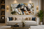 Textured 3D Divine Radha Krishna Artwork - Elegant Cultural Relief Canvas for Living Room