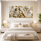 Contemporary 3D Sculpted Royal Couple Feature Wall Art - Modern Luxury Living Room Decor