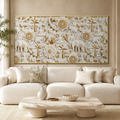 Royal 3D White Gold Spiritual Elephant and Buddha Mandala Canvas Wall Art