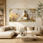 Serene Buddha Meditating 3D Embossed Canvas Decor Frame for Home