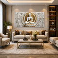 Elegant 3D Meditating Buddha Canvas Print Wall Decor Frame Home