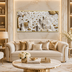 Luxurious 3D Sculpted Indian Sacred Cows Wall Decor - Pichwai Style Canvas Art with Gold Accents