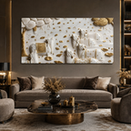 Luxurious 3D Sculpted Indian Sacred Cows Wall Decor - Pichwai Style Canvas Art with Gold Accents