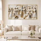 Premium Golden Accent Radha Krishna 3D Canvas Print for Home Decor