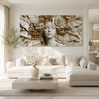 Modern Luxury 3D Surreal Woman Face Wall Decor Sculpted Relief Canvas Painting for Living Room