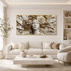 Modern Luxury 3D Surreal Woman Face Wall Decor Sculpted Relief Canvas Painting for Living Room
