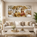 Magnificent Radha Krishna Darbar 3D Wall Decoration Premium Textured Relief Print Large Canvas Artwork