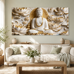 Divine Buddha Meditation 3D Look Canvas Wall Painting for Home and Office