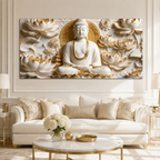 Divine Buddha Meditation 3D Look Canvas Wall Painting for Home and Office