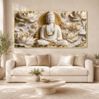 Divine Buddha Meditation 3D Look Canvas Wall Painting for Home and Office