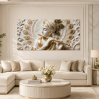 Divine Lord Krishna Playing Bansuri 3D Wall Decor Premium Artwork Large Canvas Painting for Home Décor
