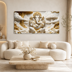 Divine Lord Ganesha 3D Embossed Canvas Decor Frame for Home