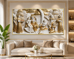 Divine Lord Krishna and Radha Jhula Leela 3D Wall Decor Premium Canvas Painting for Modern Home