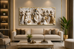Lord Krishna Flute Playing with Radha and Gopis Raas Leela Wall Art Modern Artwork for Luxury Living Room
