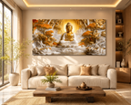 3D Sacred Lord Buddha Artwork Premium Spiritual Canvas Wall Art for Modern Luxury Living Space