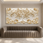 Luxury White and Gold Tree of Life 3D Wall Painting for Living Room