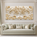 Luxury White and Gold Tree of Life 3D Wall Painting for Living Room