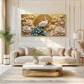Beautiful 3D Peacock Painting with Rich Blue Green Feather Wall Decor for Living Room