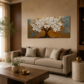 Luxury Golden Floral Tree 3D Embossed Canvas Decor Frame Home